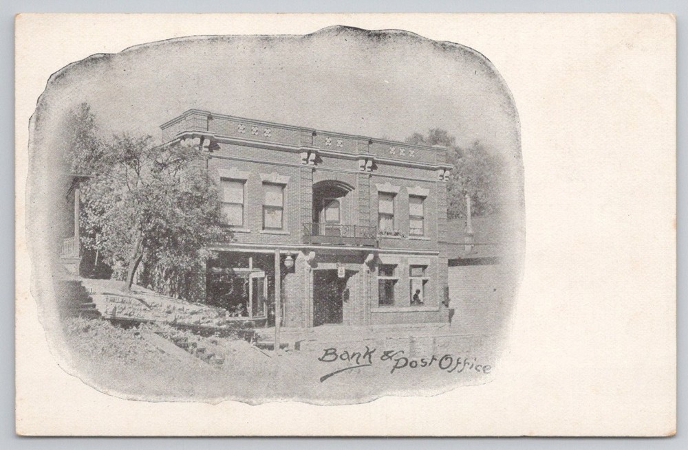 Vintage Bank & Post Office Photo Postcard Early 1900s Architecture