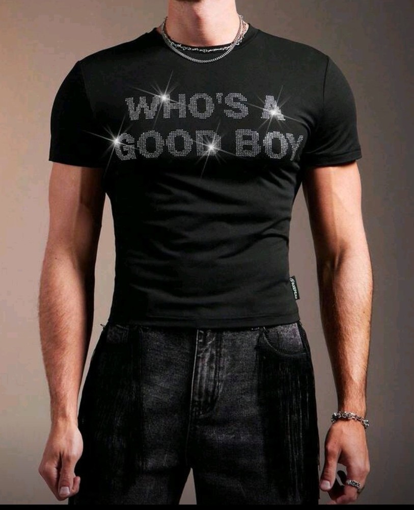 New Men Luxury Diamond Rhinestones Fashion Black Brown T-Shirt High Quality