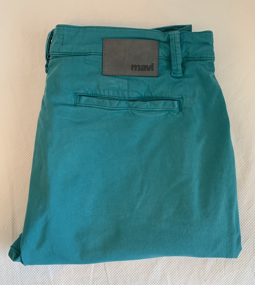 Mavi Shorts Men's 36 Teal Flat Front Chino Simon Cotton Elastane Blend 9