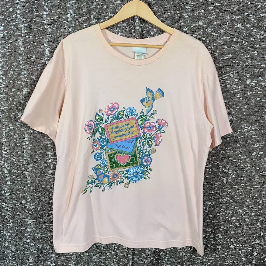Vintage Bobbie Brooks T-Shirt Floral Grandmother Graphic Print Women's XL