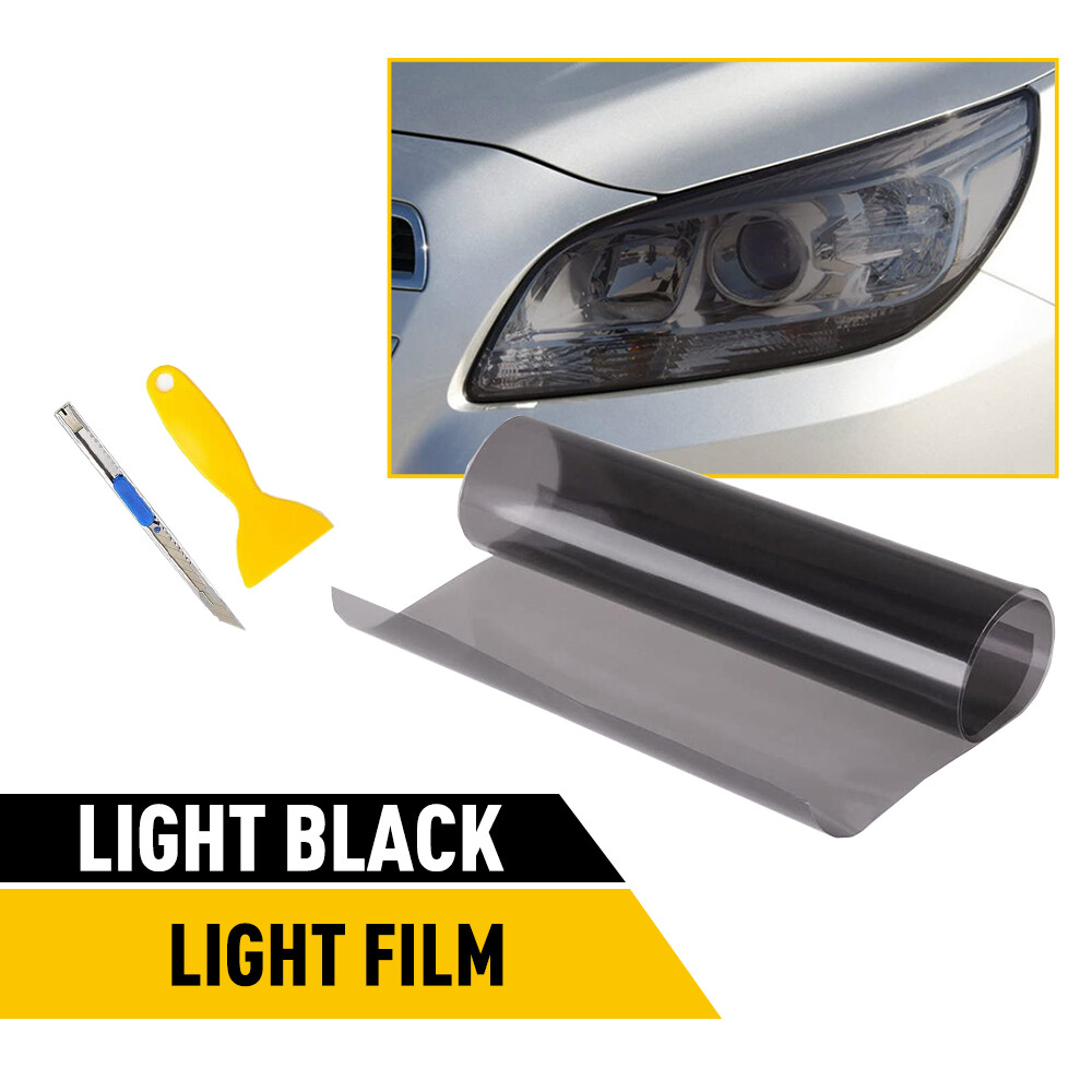 12x72 Gloss Black Smoke Vinyl Film for Headlights Taillights Fog Lights