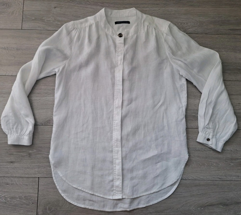 M&S Pure Linen Top Size 10 UK Long Sleeve Shirt BNWOT