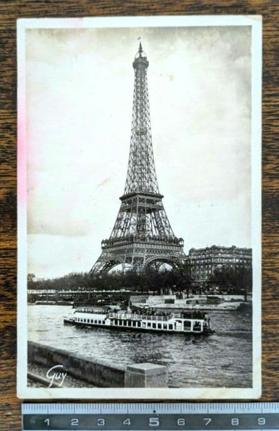 Eiffel Tower monochrome used postcard antique rare vintage