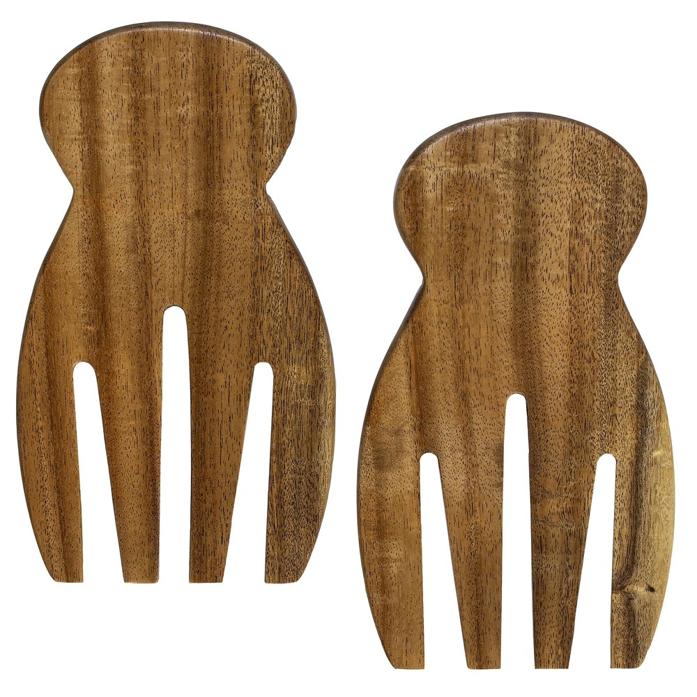 Acacia Wood Salad Hands Set of 2 Wooden Salad Servers Serving Set Great for T...-image