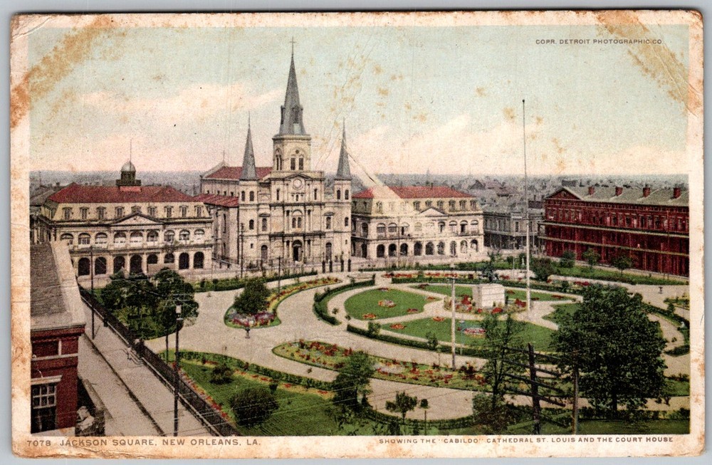 Antique Postcard Jackson Square St Louis New Orleans, LA 1910s