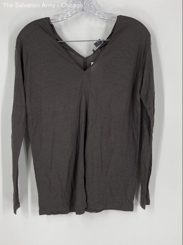 Vince Womens Dark Gray V-Neck Long Sleeve Pullover Blouse Top Size Small