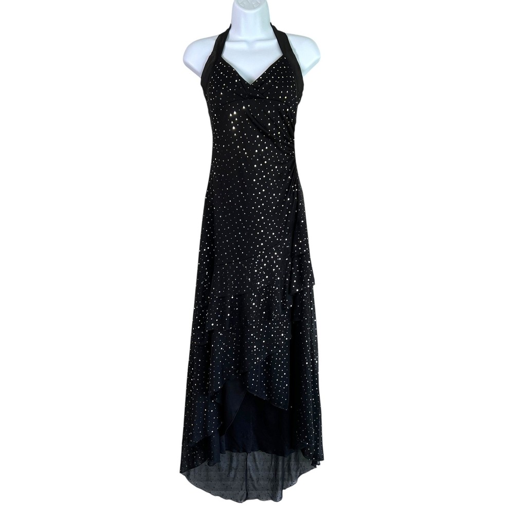 Vintage 90s Taboo Babydoll Halter Sparkle Long Dress Size Medium HOCO Whimsigoth