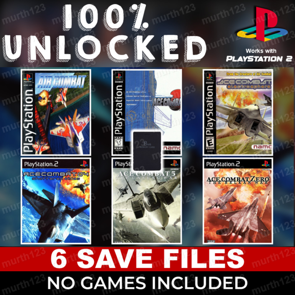 Ace Combat 0 1 2 3 4 5 PS2 Official Memory Card Unlocked Completed Saves-image