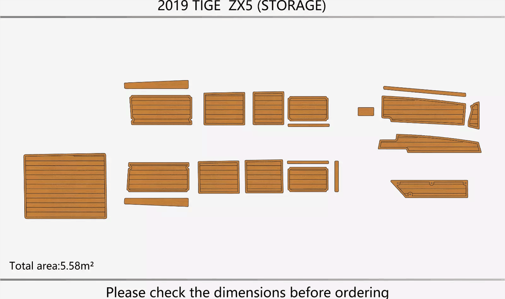 2019 Tige ZX5 Boat Cockpit EVA Faux Teak Flooring Mats with Storage