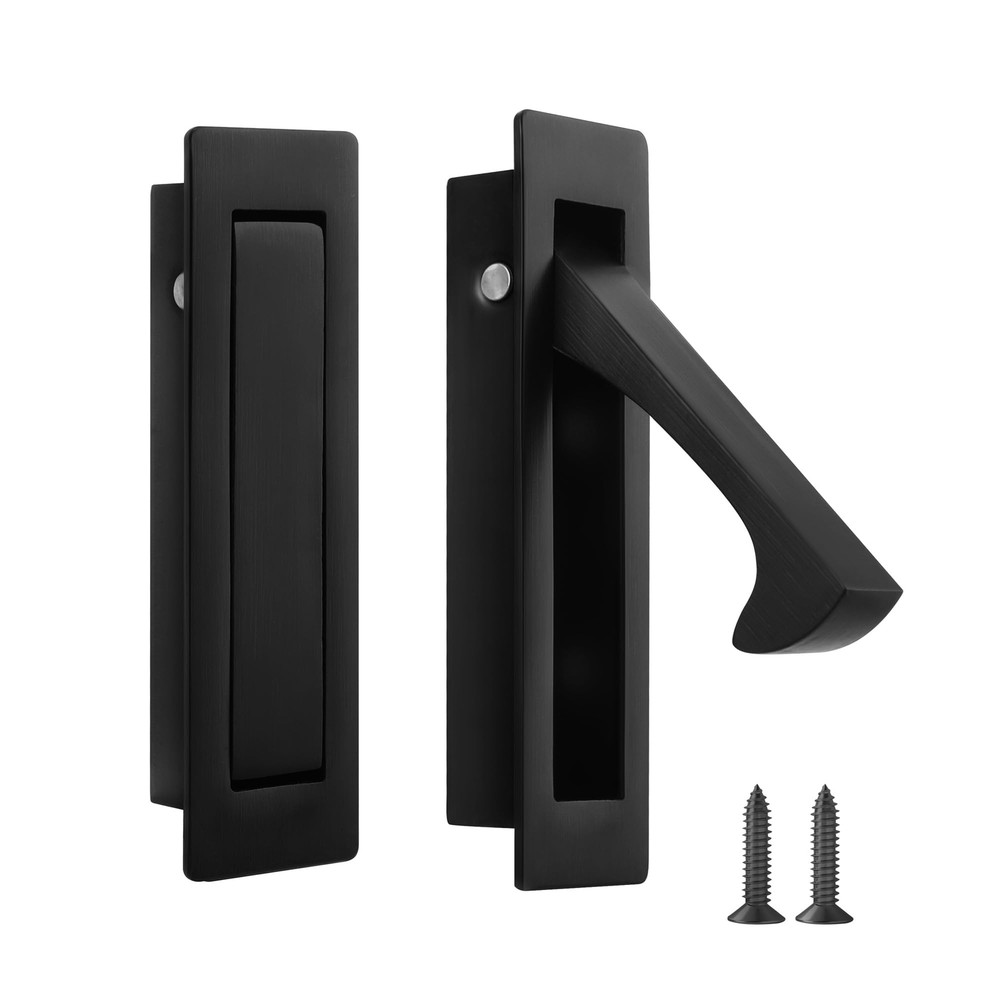 Stainless Steel Matte Black Pocket Door Pull Handle 2 Pack