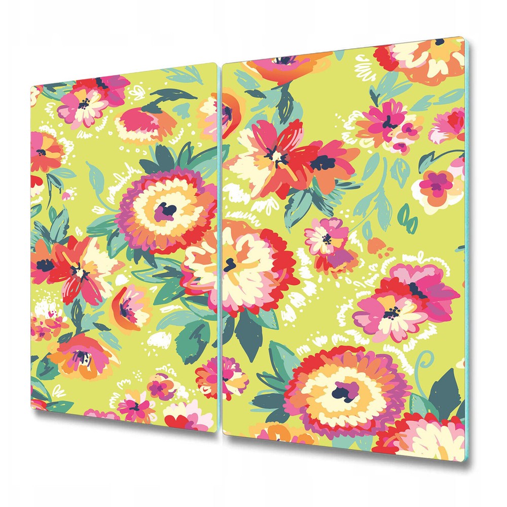 Glass Chopping Cutting Board Worktop Saver Bright Floral Meadow Flowers 2x30x52
