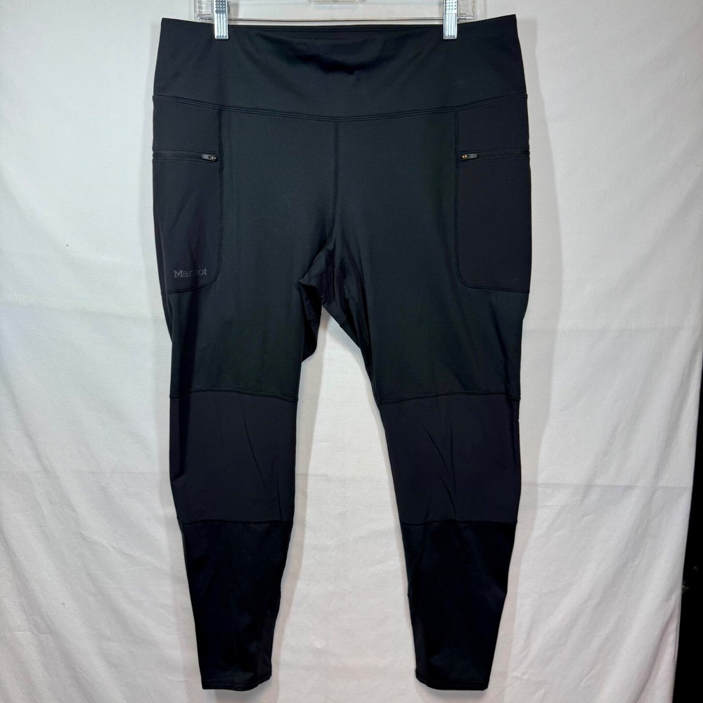 Marmot Women's High Rise Leggings Zipper Pockets Athletic Workout Pants Sz XL