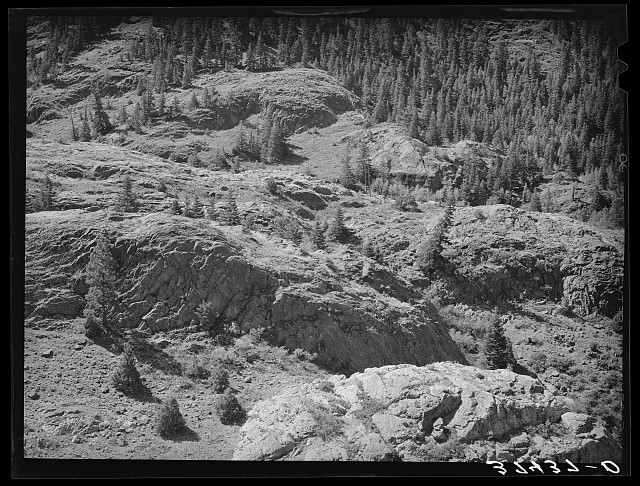 Photo:Uncompahgre River Valley Ouray County Colorado Rocks 1940
