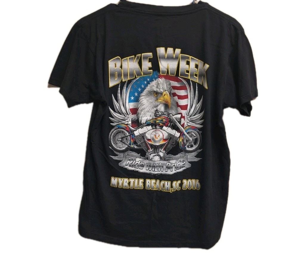Bike Week Myrtle Beach T Shirt Men's Med Black 2016 Myrtle Beach South Carolina