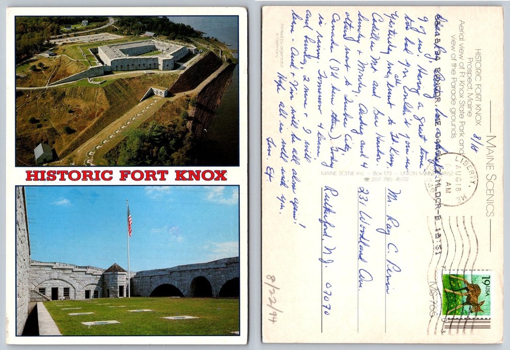 Historic Fort Knox Maine Postcard 1994 Aerial View Prospect State Park USA