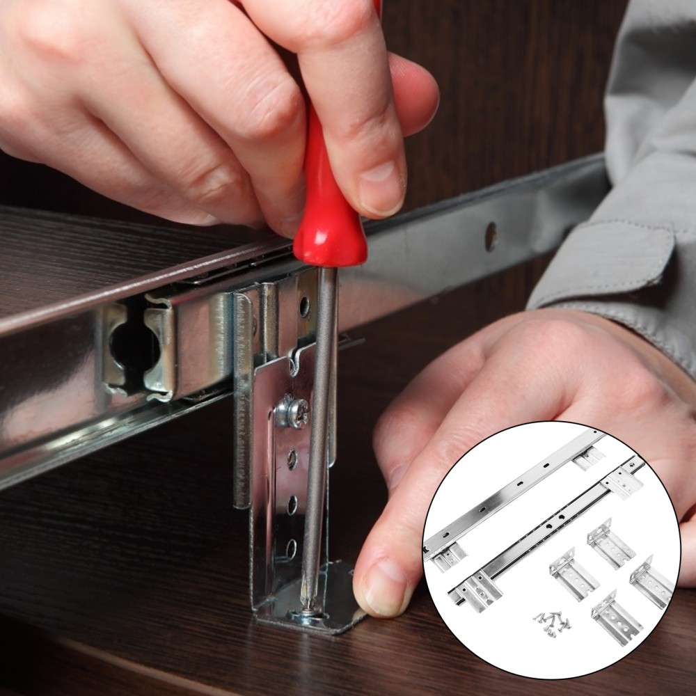 1Pair Smooth Bearing Keyboard Drawer Slide Rail for Desk Mount