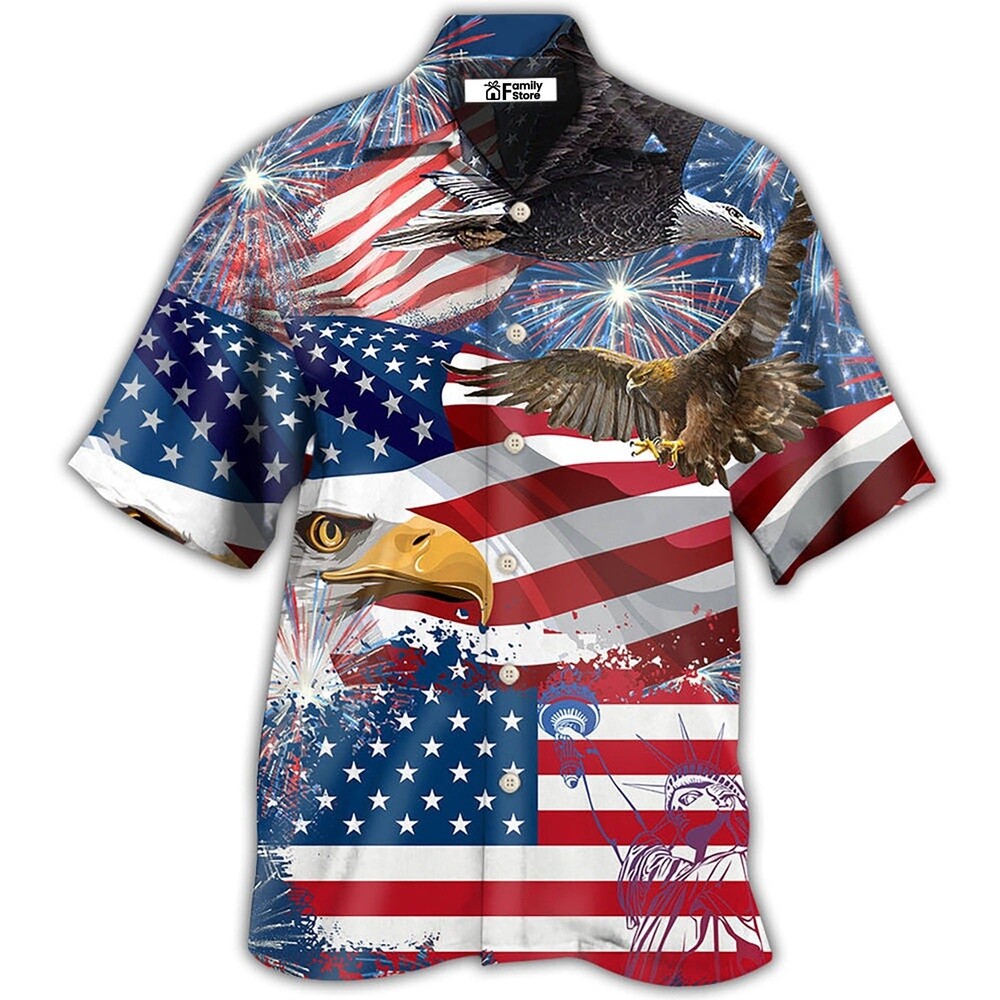 America 4Th Of July America Eagle Freedom Hawaiian Shirt 4th Of July Hawaiian Sh