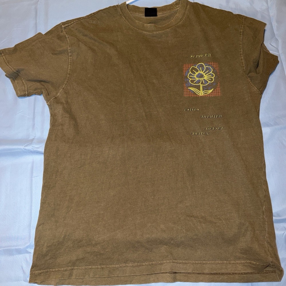 Brown Nature Graphic Cotton Jersey Men's Short Sleeve T-Shirt Size Regular
