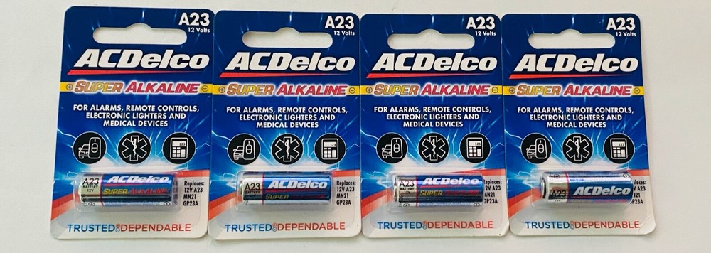 ACDelco Super ALKALINE A23 BATTERY 12 VOLT - New Factory Sealed, 4 Batteries