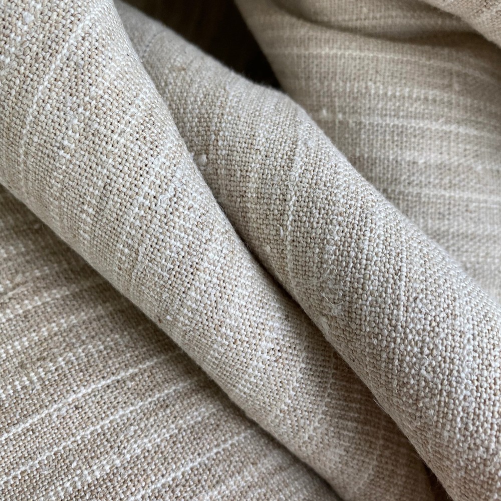 Organic Hemp homespun Antique linen Striated striped material fabric for uphols