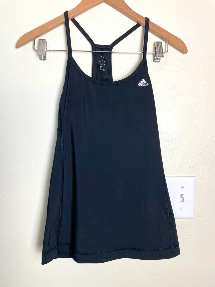 Adidas Athletic Tank Top Women's Sz S? Small Black Racer Back with Shelf Bra