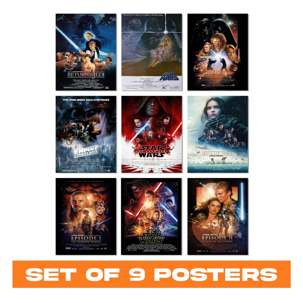 スターウォーズ映画ポスターセット 9枚入 エピソードシリーズ ウォールアート ルームデコレーション Iconic Series