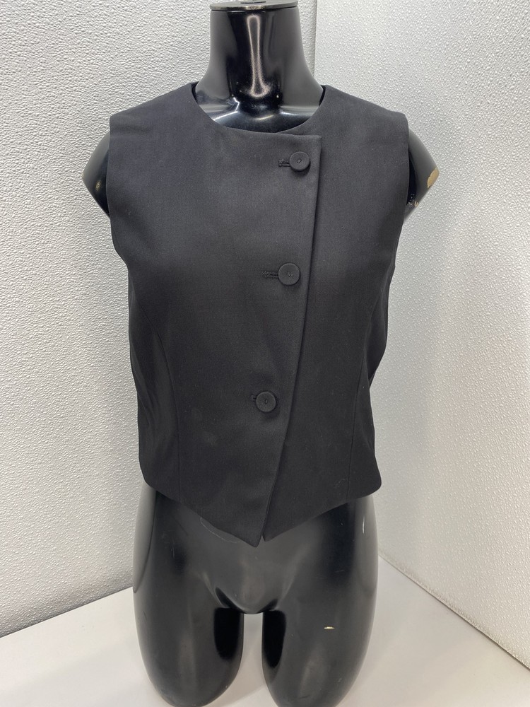 TWP Womens Vest Top Black Size XS Perry Cropped Sleeveless Tailored Button Up
