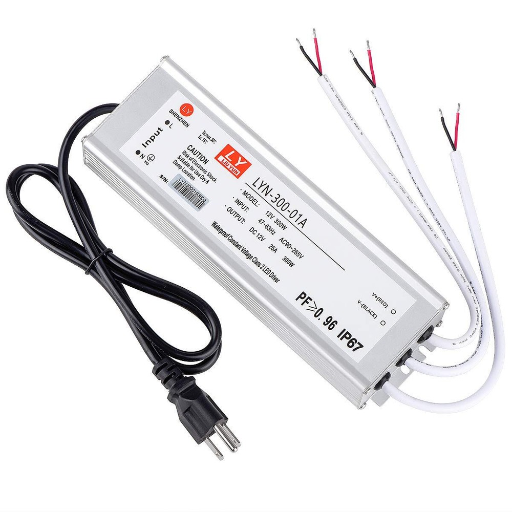LED Driver 300 Watts (100W X3) 25A Waterproof IP67 Power Transformer Adapter ...