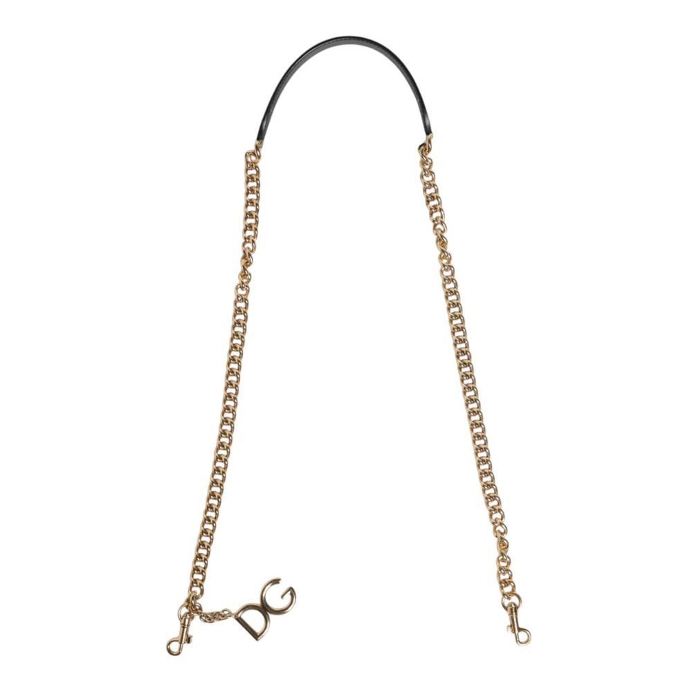 DOLCE & GABBANA Shoulder Strap Brown Leopard Gold Brass Chain Accessory 970usd