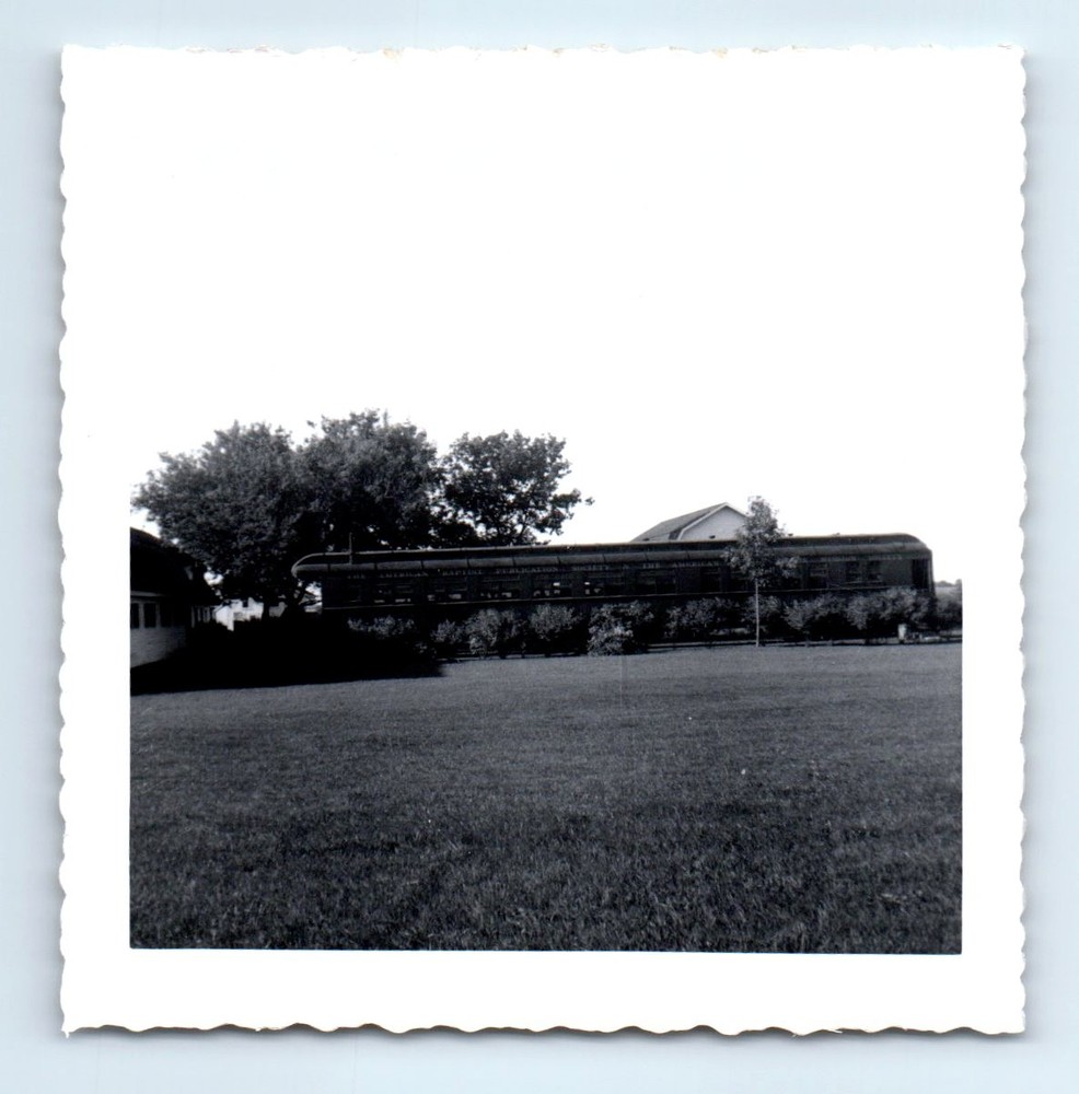 Old Vintage Square Photo BABTIST RAILROAD CHAPEL TRAIN CAR ANTIQUE SNAPSHOT