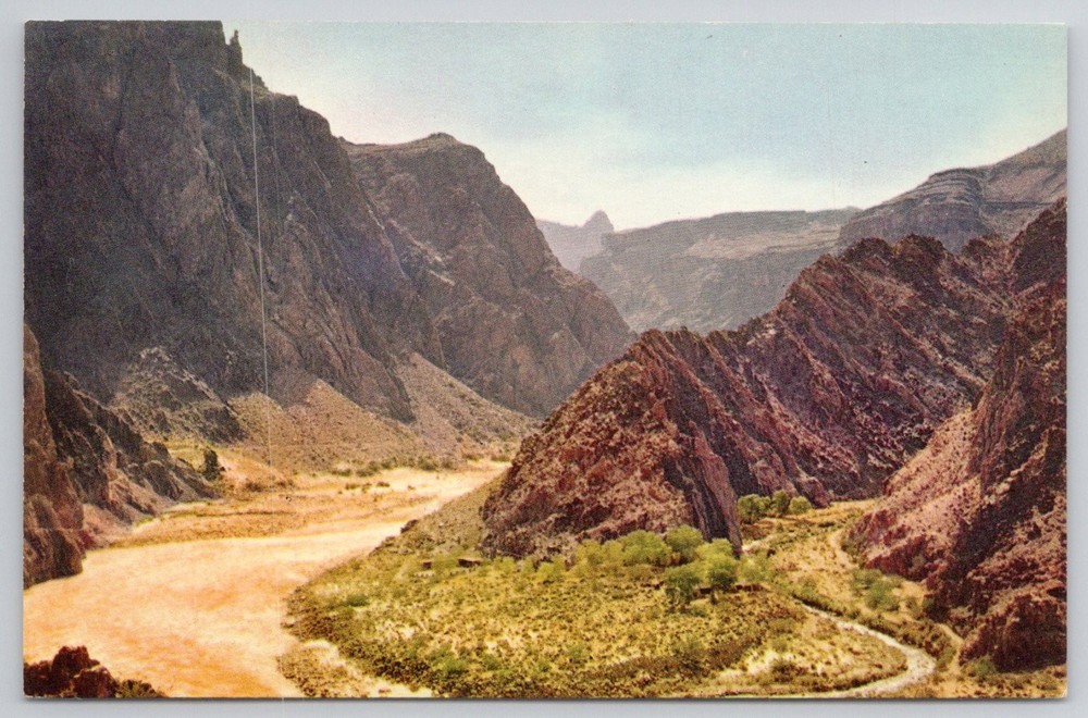 Vintage Colorado River Grand Canyon Postcard Union Oil 76 Gasoline Ad