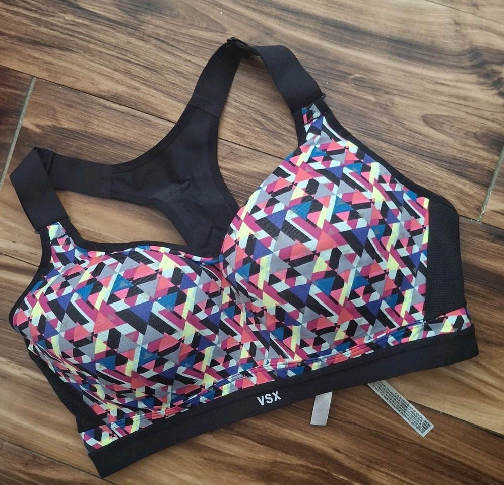Victoria's Secret Sports Bra Size 36DD VSX Sport Incredible Underwire Geo Print