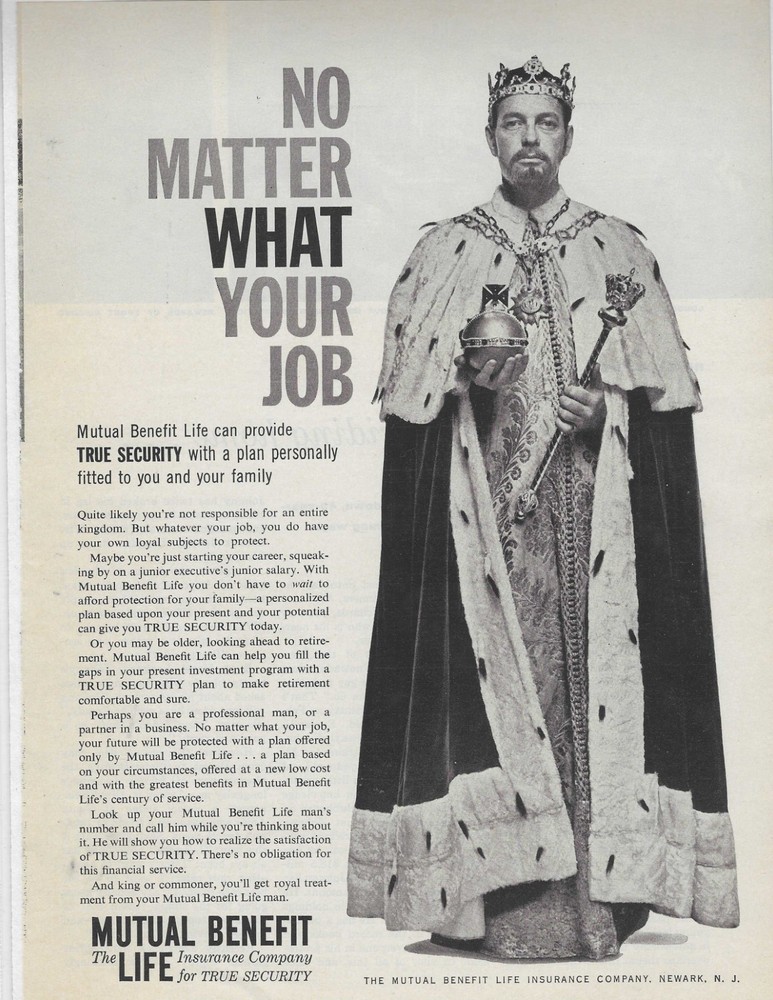Mutual Benefit The Life Insurance Company Original Print Ad