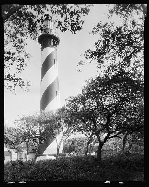 Photo:St Augustine Florida Lighthouse 1930s Lighthouse Tower Trees