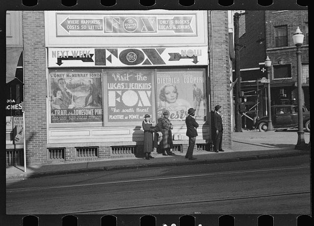 Photo:1930s Theater Marquee Sidney McMurray Gloria Swanson Children Stands