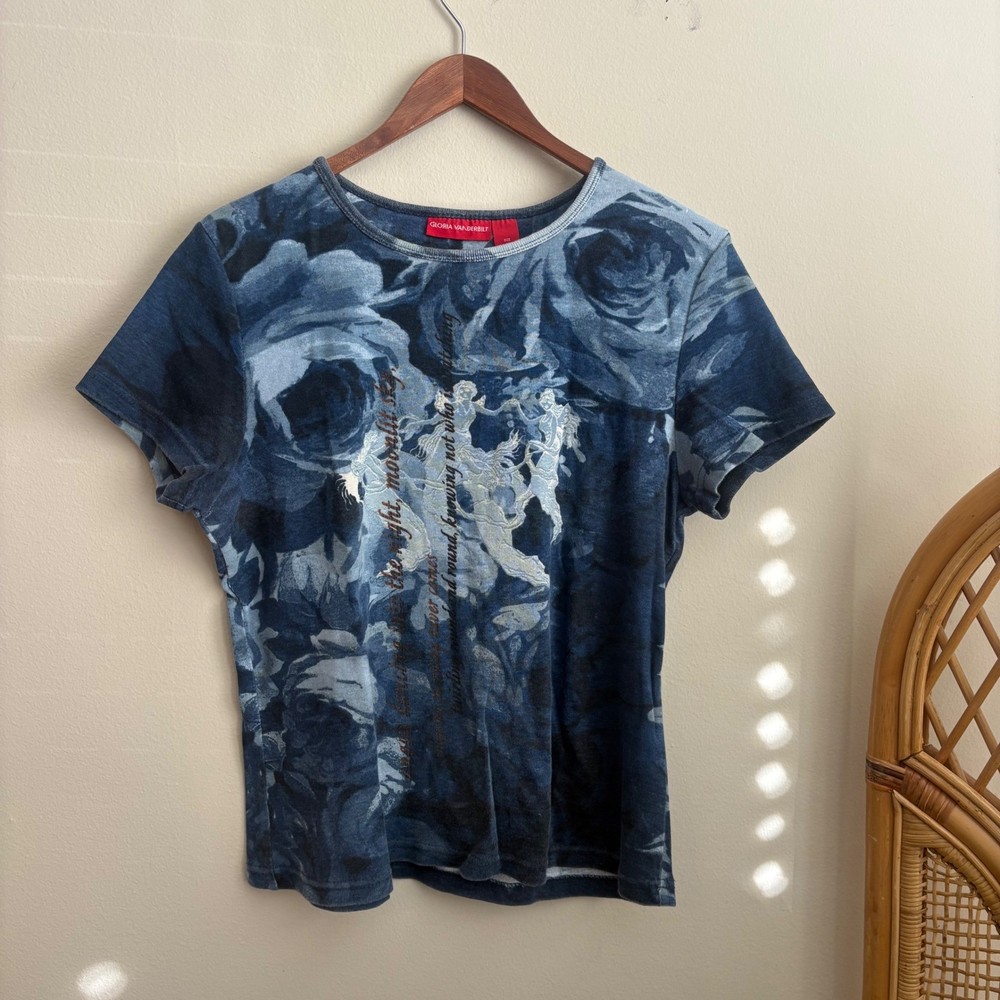 Vintage Y2K Mall Core Twee Gloria Vanderbilt Angel Tattoo Style Graphic T Shirt