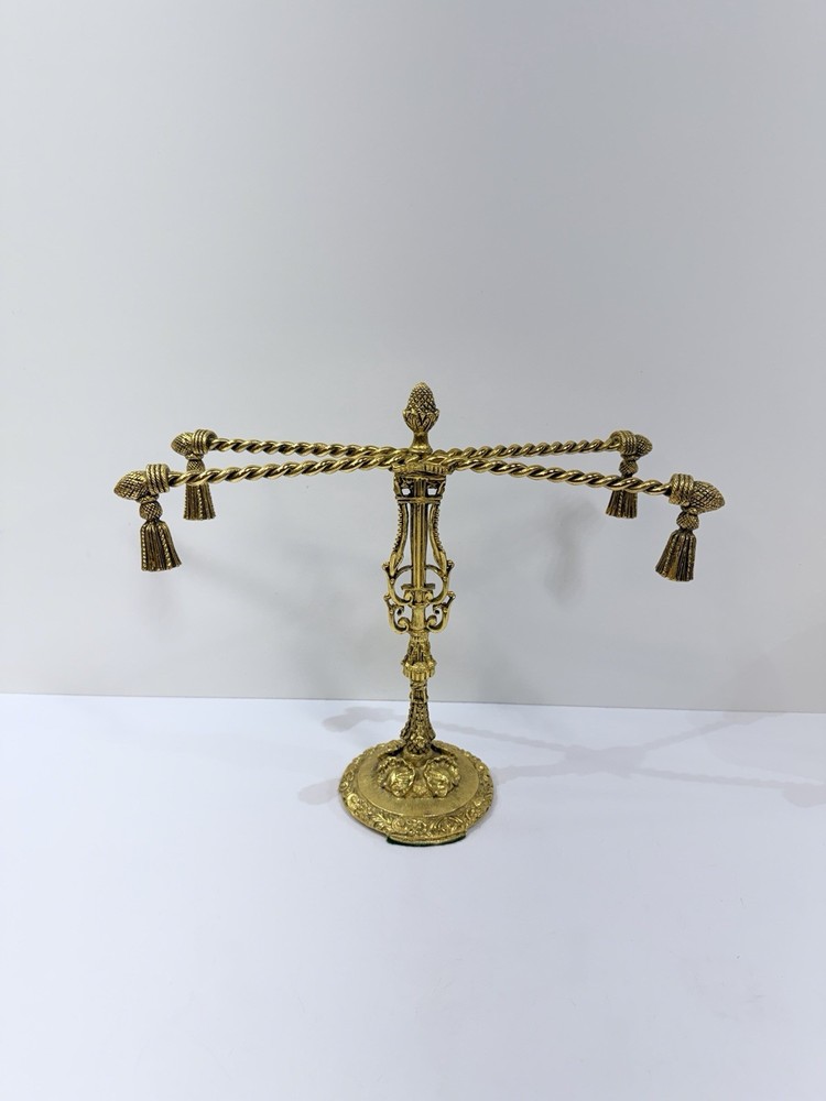 Vintage Hollywood Regency Vanity Towel Holder/ Jewelry Stand 4 Arms with Tassels