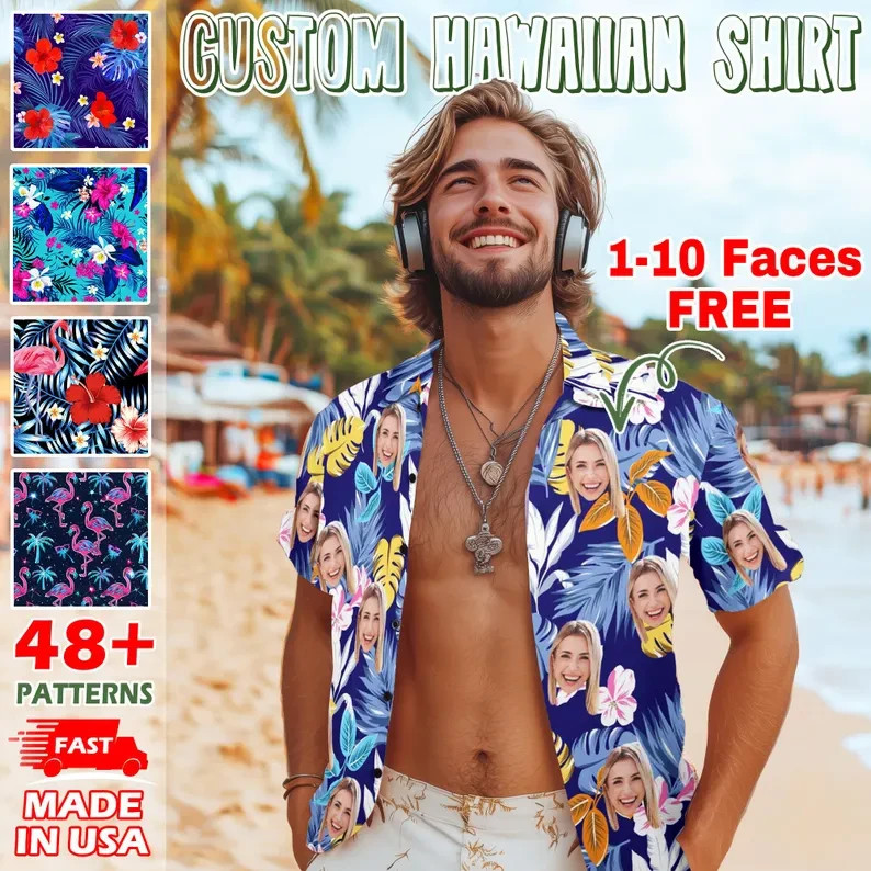 Personalized Custom Hawaiian Shirt Men Women Tropical Beach Vacation Gift