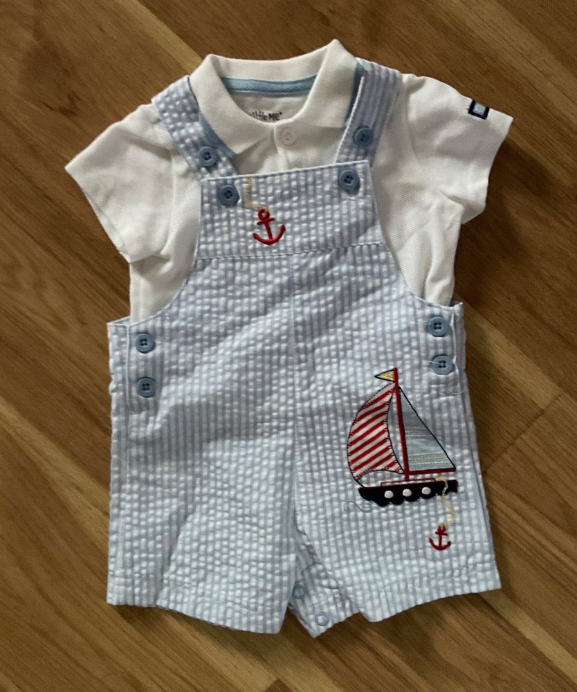 Little Me Baby Boy 2 Pc Shortall Set Size 6 Months