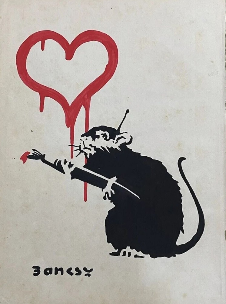 Banksy COA Art Drawing Painting Vintage Handmade Signed Original Paper