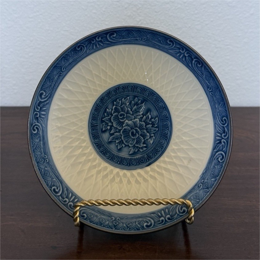 Japanese Porcelain Decorative Plate Blue and White Floral Design Collectible Art