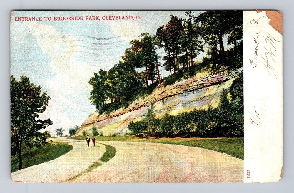 Cleveland OH-Ohio, Entrance To Brookside Park, Antique, Vintage c1906 Postcard