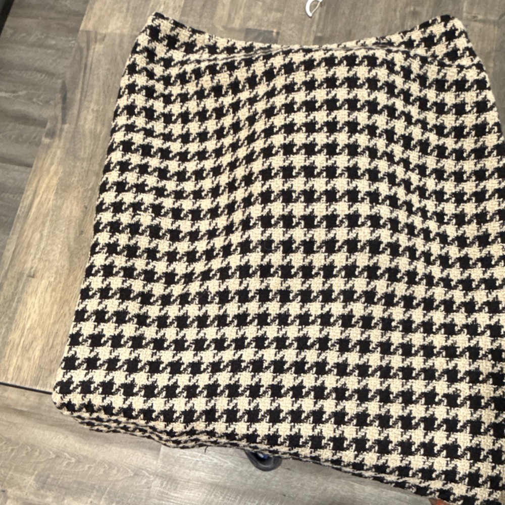 Jaclyn Smith Women's Houndstooth Tweed Pencil Skirt Lined Black Beige Size 14