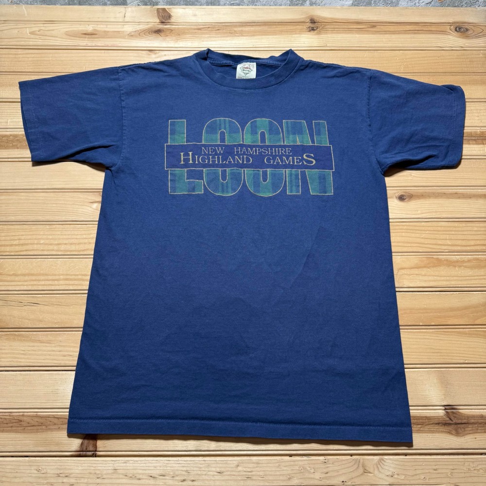 Vintage 90s Loon New Hampshire Highland Games Scottish T-Shirt USA Made - Large