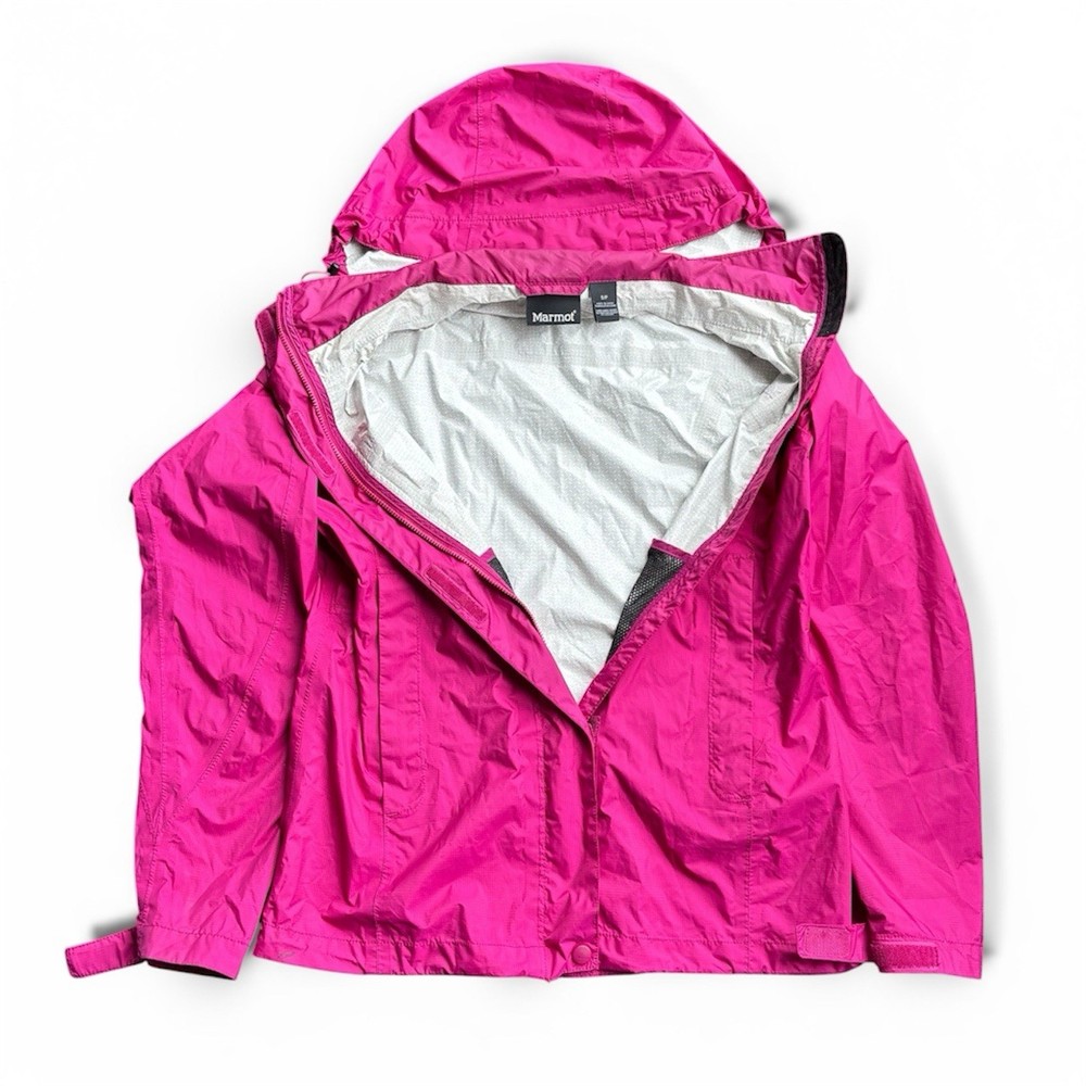 Marmot Women's Hooded Full Zip Windbreaker Jacket Pink Nylon Woven Size S