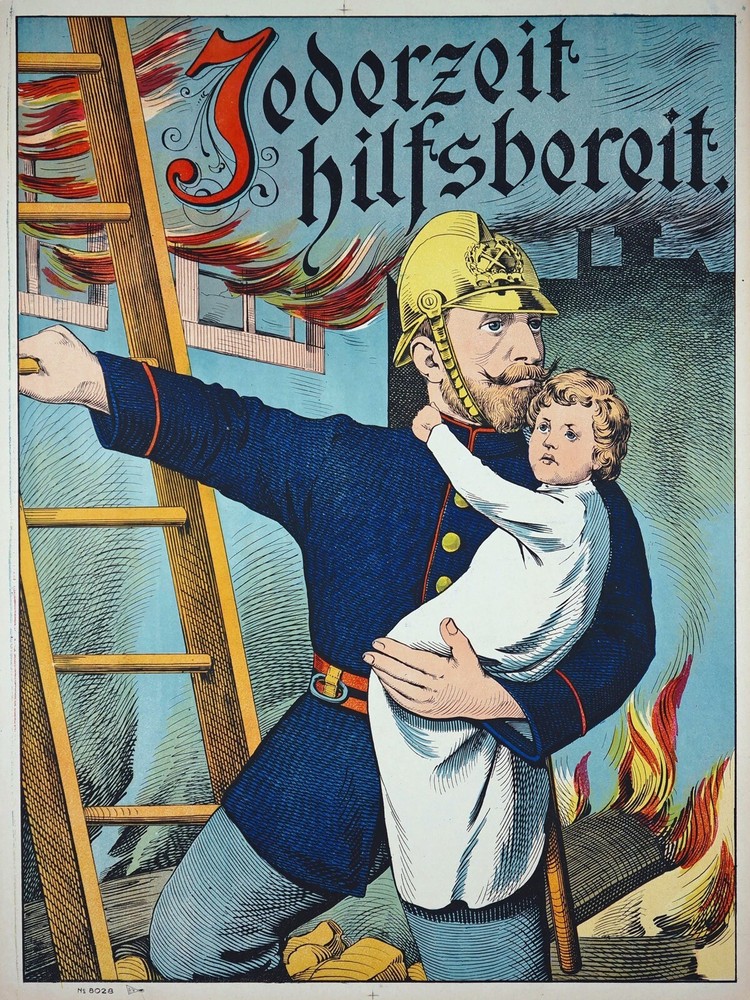 12557.Decoration Poster.Home wall art design.Victorian firefighter saving child