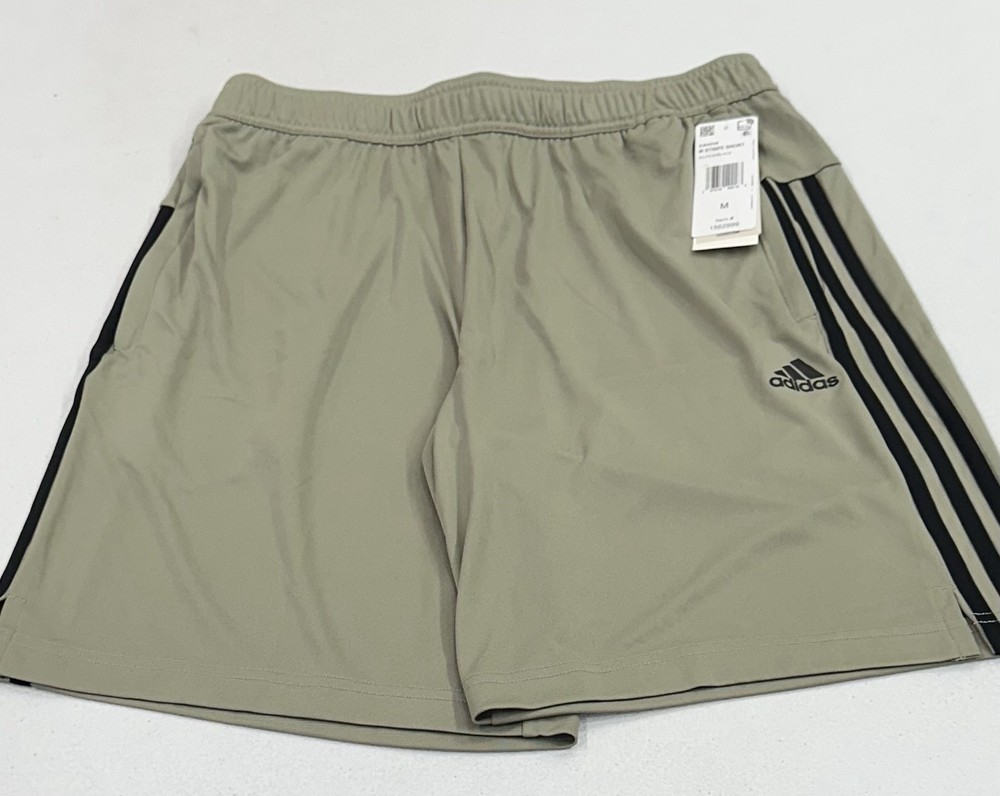 Adidas Men's 3 Stripe Shorts, Silpeb/Black, Size M