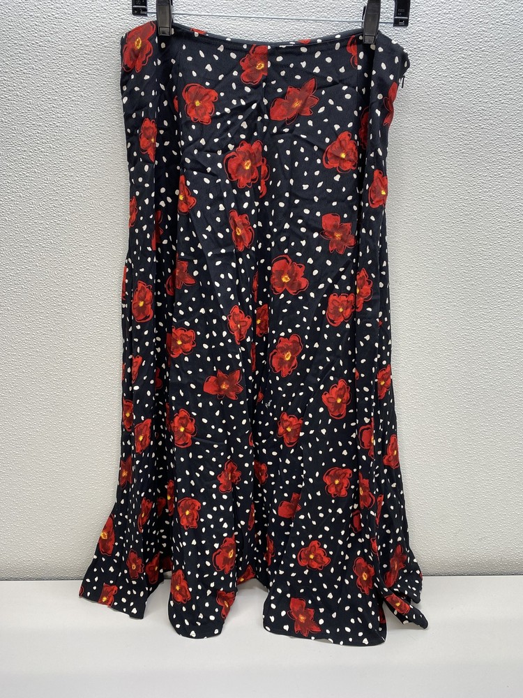 Rouje Paris Womens Midi Skirt Black/Red Size 10 Ludivina Floral Polka Viscose