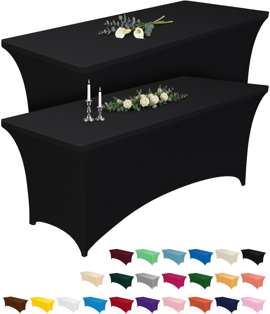Spandex Tablecloth 6ft - 2 Pack, Fitted and Tight Cloth for Rectangle Table, ...