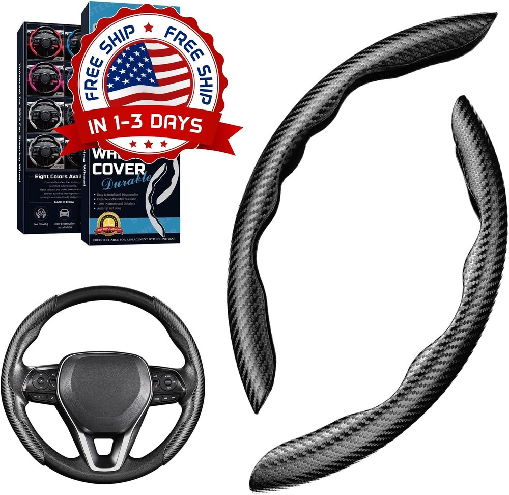 Cubierta Protector De Volante Antideslizante De Fibra De Carbono Para Automóvil.